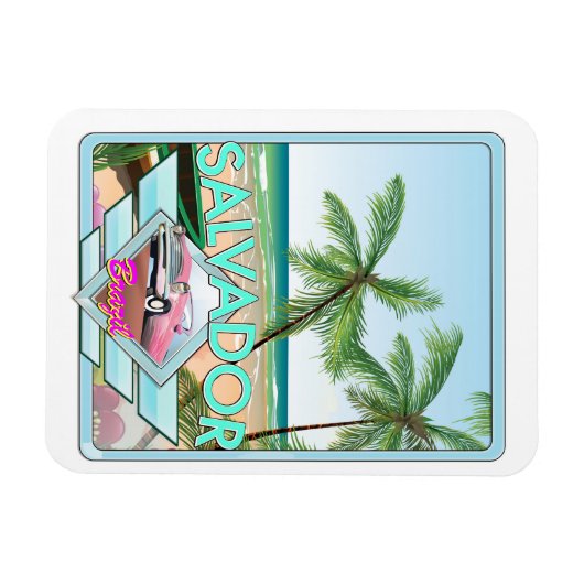 サルバドールブラジルヴィンテージスタイル旅行ポスター。 マグネット (横)