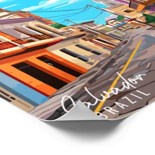 サルバドールブラジルヴィンテージ旅行イラストレーション ポスター (角)