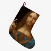 サルバーター・ムンディ(世界の救い主)(ダ・ヴィンチ) ラージクリスマスストッキング (正面 (吊り時))