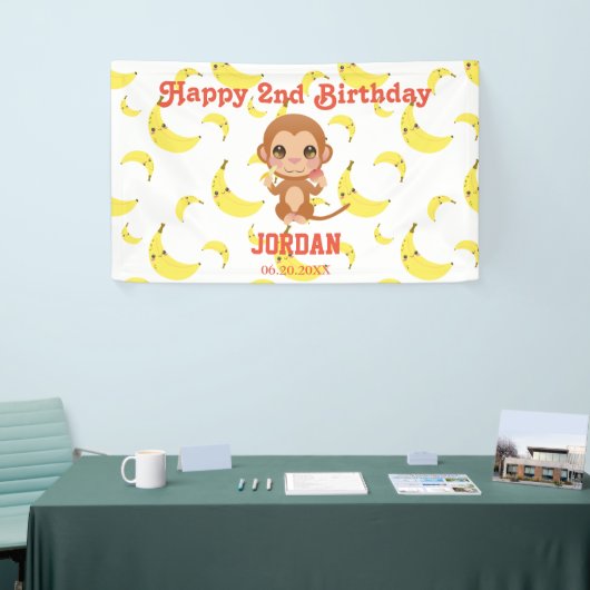 サルパーソナライズされた誕生日パーティー 横断幕 (トレードショー)