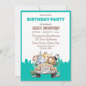 サルファリジャングル動物の誕生日パーティー 招待状 (正面)