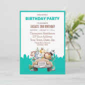 サルファリジャングル動物の誕生日パーティー 招待状 (スタンド正面)