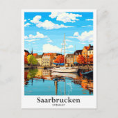 サルブルッケンドイツヴィンテージトラベルイラストレーション ポストカード (正面)