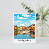 サルブルッケンドイツヴィンテージトラベルイラストレーション ポストカード (スタンド正面)