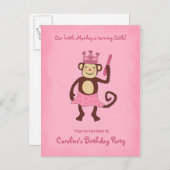 サルプリンセス1歳の誕生日 インビテーションポストカード (正面/裏面)