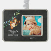 サルベビーの初めてのクリスマス写真オーナメント シルバープレートフレームオーナメント (正面)