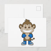 サルボクシング ボクサー ボクシンググローブ ポストカード (正面/裏面)