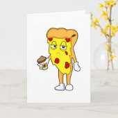 サルミチーズのピザとコーヒー カード (黄色い花)