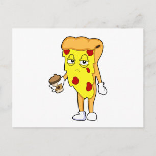 サルミーチーズのピザとコーヒー ポストカード