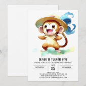 サルモダン素朴誕生日 招待状 (正面/裏面)