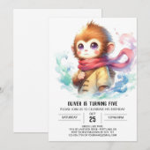 サルモダン素朴誕生日 招待状 (正面/裏面)