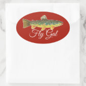 サルモトリュッタフライフィッシングレディース 楕円形シール (バッグ)