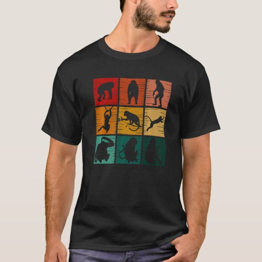 サルレトロヴィンテージ野生動物男性へ女性1 Tシャツ (正面)
