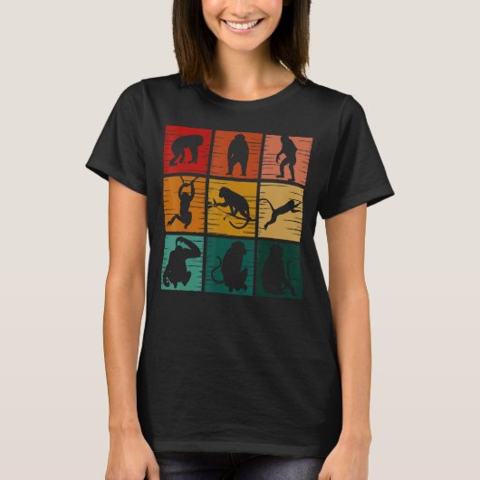 サルレトロヴィンテージ野生動物男性へ女性2 Tシャツ (正面)