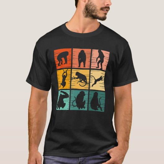 サルレトロヴィンテージ野生動物男性へ女性 Tシャツ (正面)
