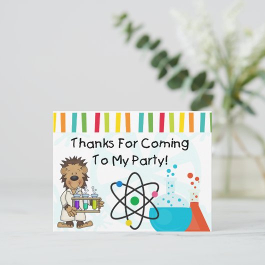 サル不機嫌サイエンティスト科学誕生日ありがとう ポストカード (スタンド正面)