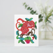 サル中国の〔占星術の〕十二宮図標識 ポストカード (スタンド正面)