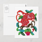 サル中国の〔占星術の〕十二宮図標識 ポストカード (正面/裏面)