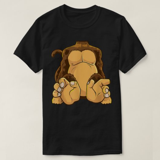 サル体衣装ヘッドレスチンパンジーおもしろいサル Tシャツ (デザイン正面)