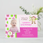 サル写真の誕生日パーティー招待状 招待状 (スタンド正面)