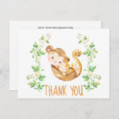 サル動物園の赤ちゃん歓迎会 感謝カード ポストカード (正面/裏面)