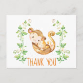 サル動物園の赤ちゃん歓迎会 感謝カード ポストカード (正面)