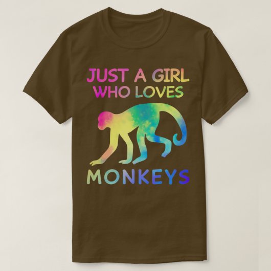 サル動物園を愛する女おもしろいの子 Tシャツ (デザイン正面)