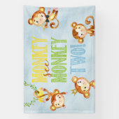 サル参照サル2男の子の誕生日バナー/背景 横断幕 (縦)