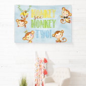 サル参照サル2男の子の誕生日バナー/背景 横断幕 (インサイチュ)