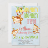 サル参照モンキー2人の女の子の誕生日の招待。 招待状 (正面)