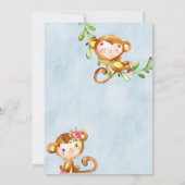 サル参照モンキー2人の女の子の誕生日の招待。 招待状 (裏面)