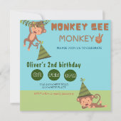 サル参照モンキー2歳男女兼用の誕生日 招待状 (正面)