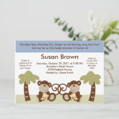 サル双子赤ちゃん男の子シャワー招待状 招待状 (スタンド正面)