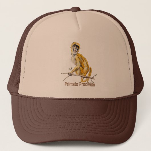 サル好きなトラック運転手のための帽子 キャップ (正面)