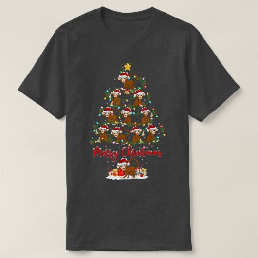サル好きのためのサンタサルクリスマス Tシャツ (デザイン正面)