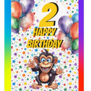 サル子供の誕生日バルーンカード カード
