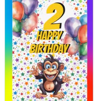 サル子供の誕生日バルーンカード カード