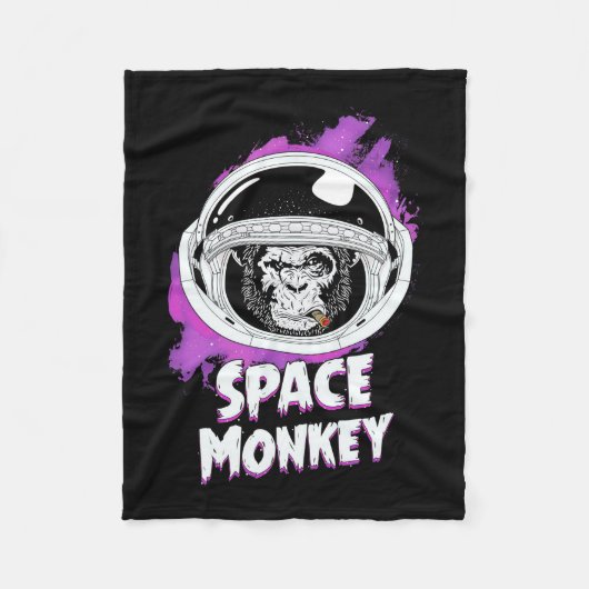 サル宇宙サル フリースブランケット (正面)