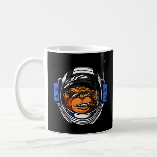 サル宇宙飛行士宇宙エイプチンプサイエンスフィクション コーヒーマグカップ (左)