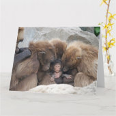 サル家族カード カード (黄色い花)