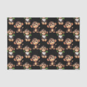 サル柄デザイン ブラック 薄葉紙 (正面)