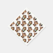 サル柄デザイン 白 スタンダードカクテルナプキン (角)
