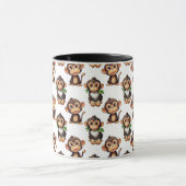 サル柄 デザイン 白 マグカップ (中央)