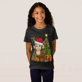 サル照明クリスマスツリーサンタハットモンキークリステム Tシャツ (正面フル)