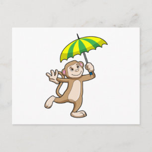 サル用雨傘 ポストカード