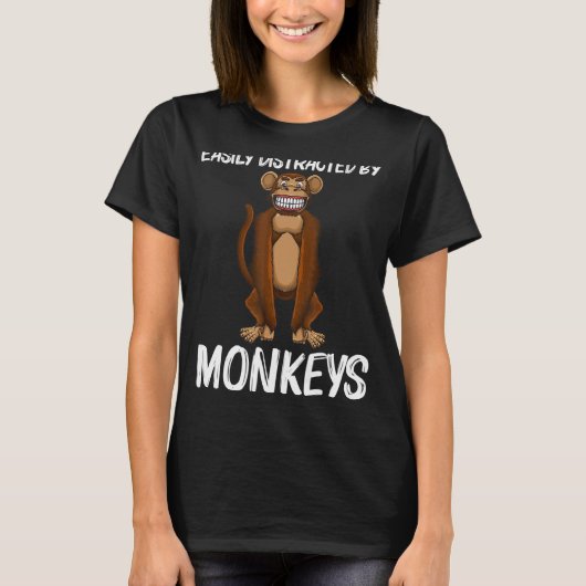 サル男性へ女子霊長類動物サル Tシャツ (正面)