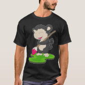サル画家ペイントブラシ絵画 Tシャツ (正面)