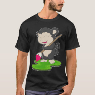 サル画家ペイントブラシ絵画 Tシャツ