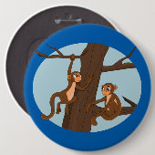 サル登山ツリー漫画ボタン 缶バッジ (正面&裏面)