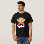 サル虹の雲かわいい動物の子供へサル Tシャツ (正面フル)